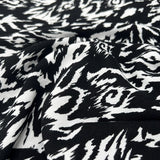 Crinkle Viscose Black White Graphic Abstract Woven Dress Fabric