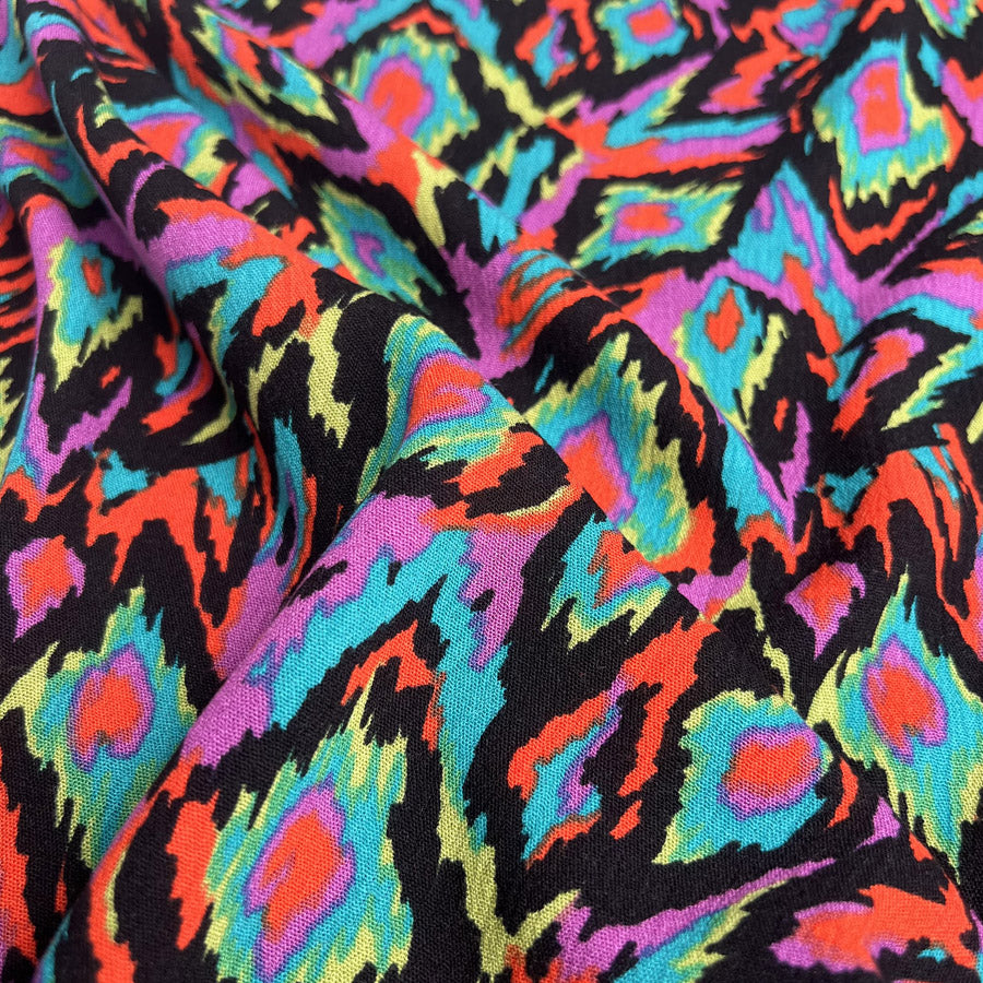 Crinkle Viscose Neon Graphic Abstract Woven Dress Fabric