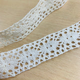 Crochet Lace Ribbon Ivory Circle Oval Two Hole