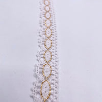 Crochet Lace Ribbon - Golden Eye - White