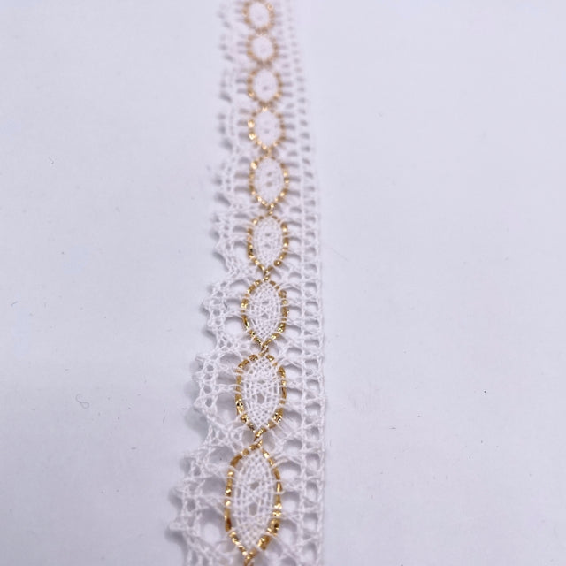 Crochet Lace Ribbon Golden Eye White 2