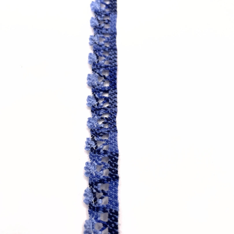 Crochet stretch lace trim blue cu