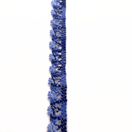 Crochet stretch lace trim blue cu