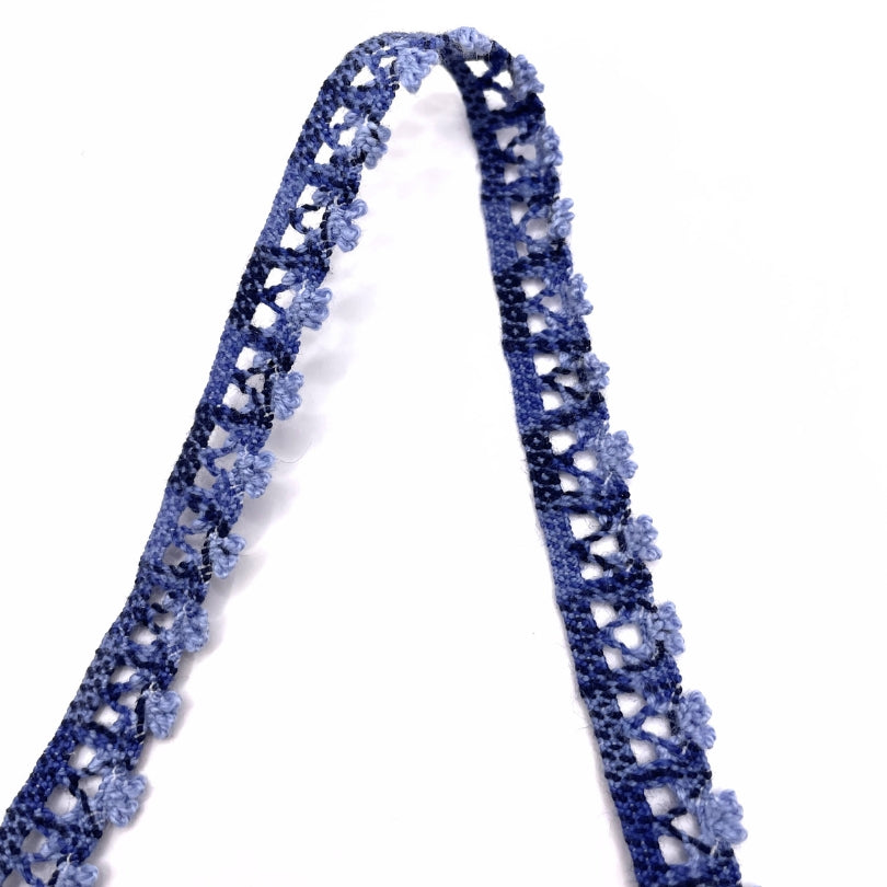 Crochet stretch lace trim blue twist