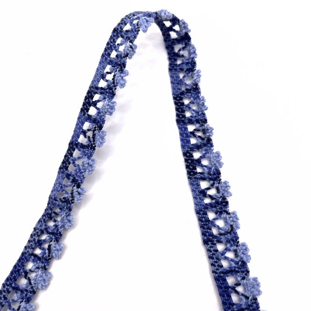 Crochet stretch lace trim blue twist