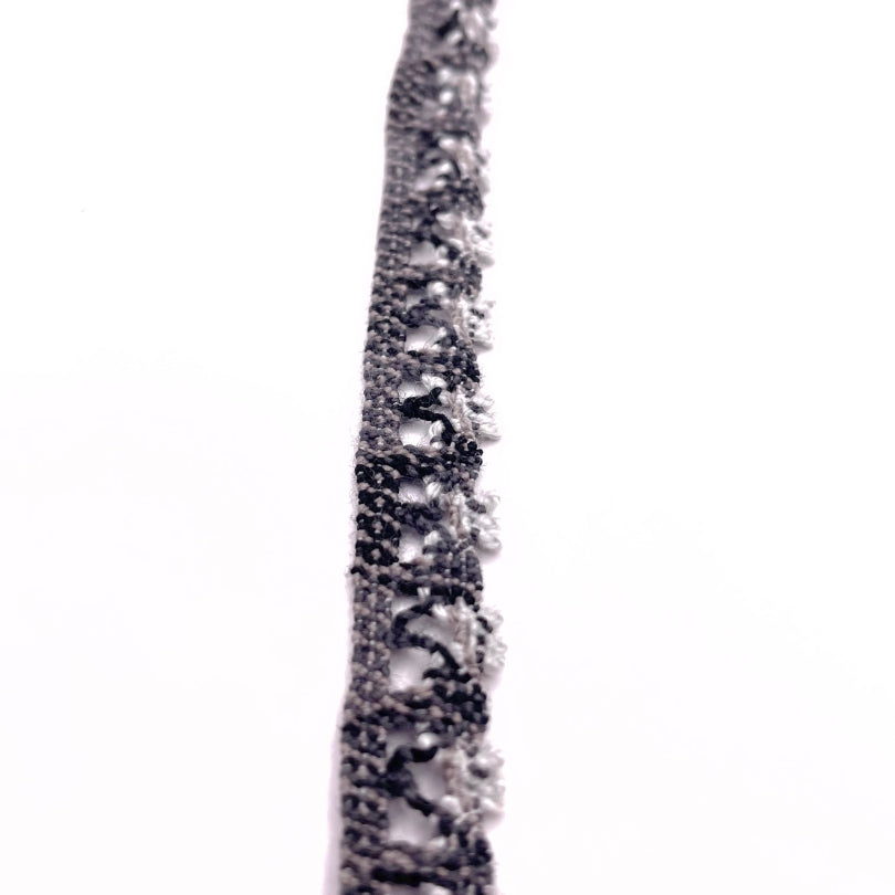 Crochet stretch lace trim grey cu