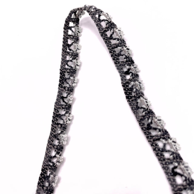 Crochet stretch lace trim grey twist