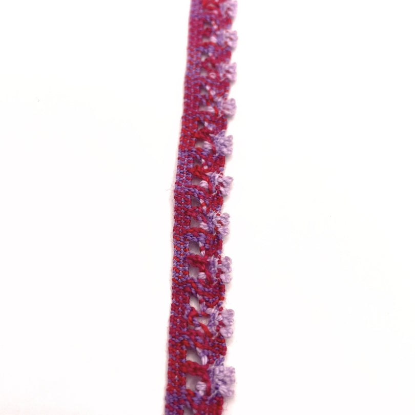 Crochet stretch lace trim pink cu 2
