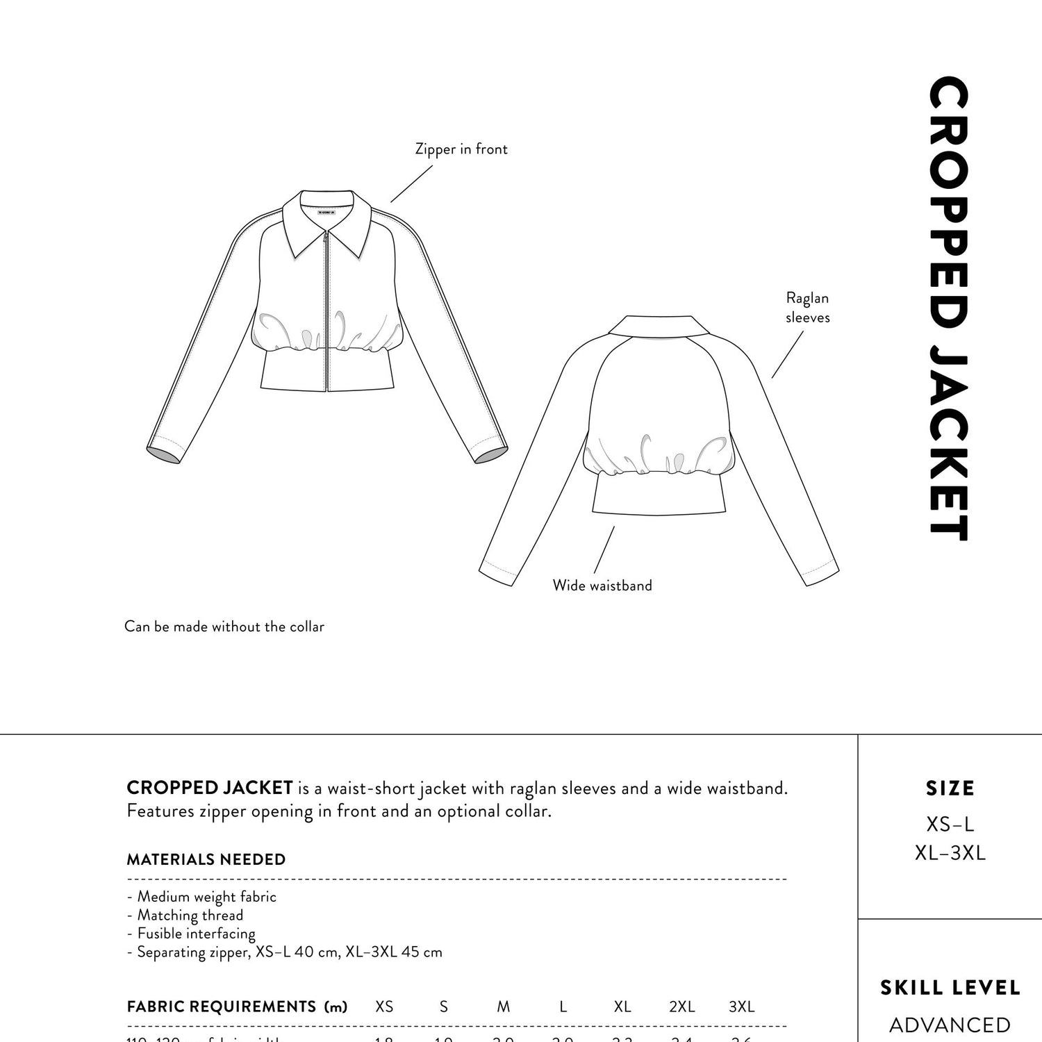Cropped Jacket Pattern The Assembly Line Back