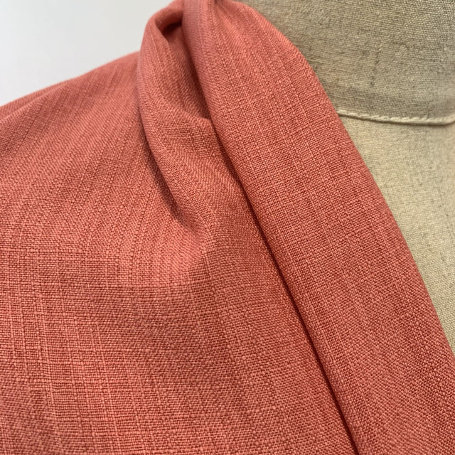 Cross Hatch Coral Linen Look Dress Fabric Neck