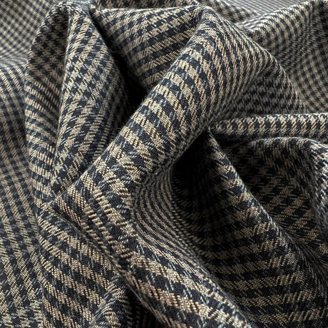 Cross Roads Navy Check Brushed Cotton Fabric Cu2