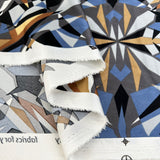 Crystal Reflections Polyester Satin Blue Brown Black Abstract Geometric Dress Fabric Fold