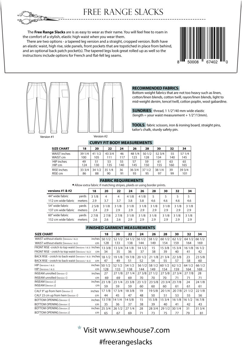 Curvy Free Range Slacks Pattern By Sew House Seven Back