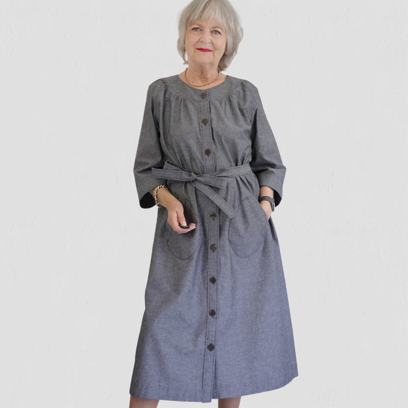 Customer Make By Angela Kane Finest Chambray Grey 704 Raglan Sleeve Shirtdress August 2023