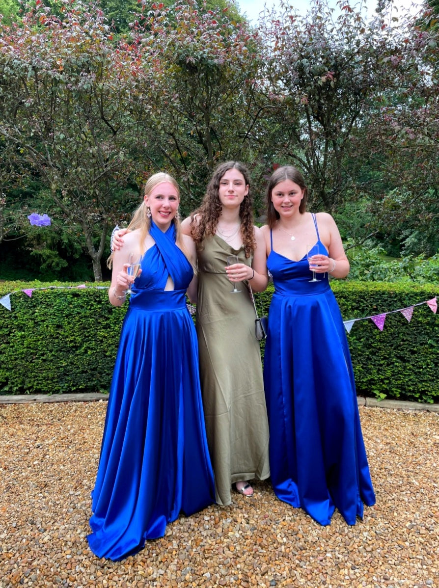 Customer Make By Anna Luxury Satin Back Crepe Royal Prom Dress July 2023