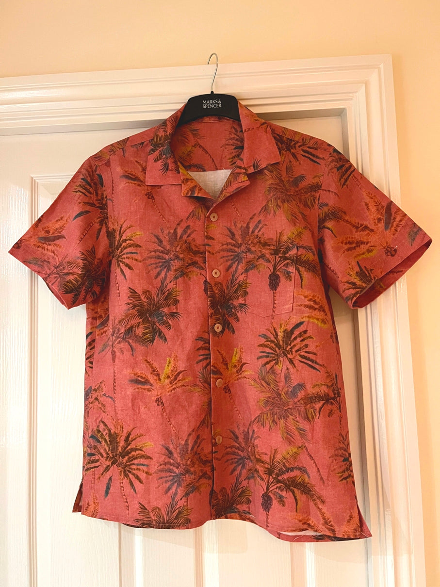 Customer make by sally hawaiian sunset fabric tropical shirt wardrobe by me july 2023