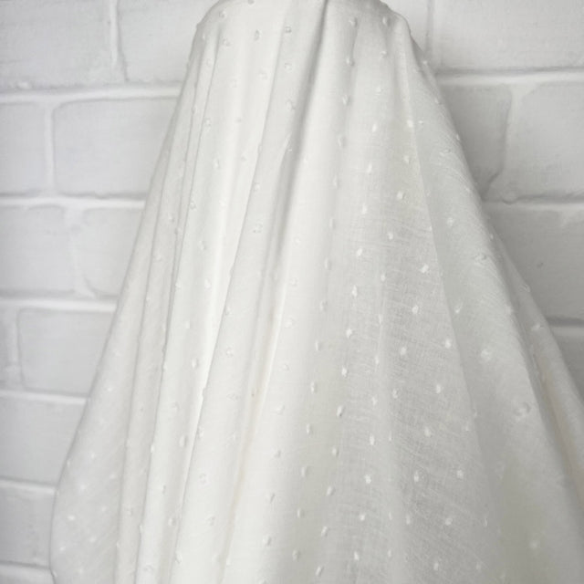 Dainty Dot Ivory Cotton Dobby Woven Fabric Hang