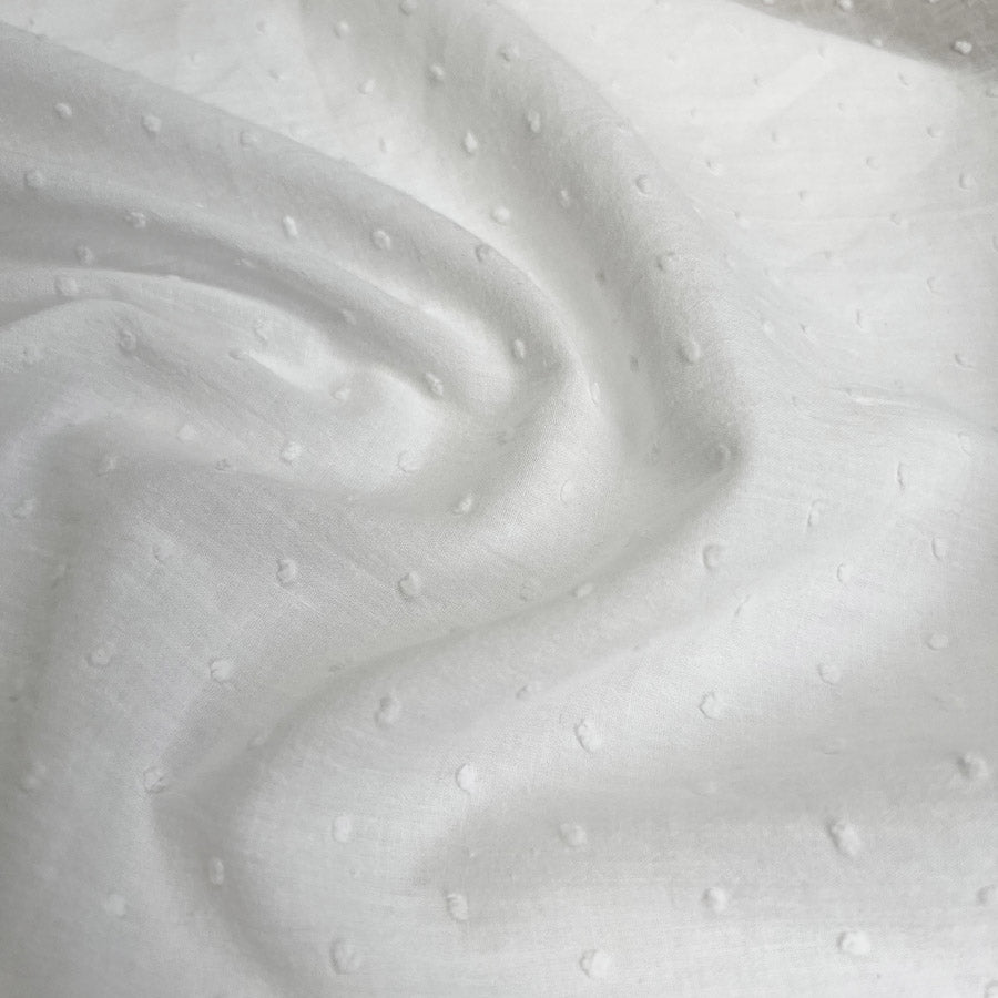 Dainty Dot White Cotton Dobby Woven Fabric