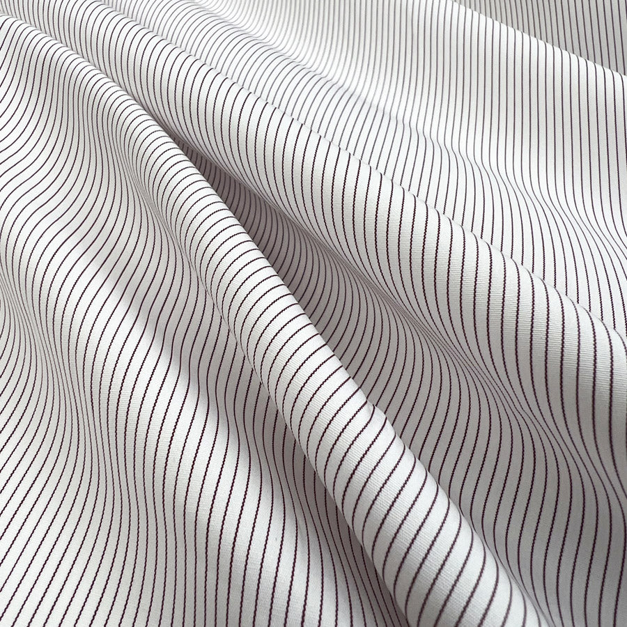 Damson Pinstripe Cotton Stripe Italian White Burgundy Shirting Fabric