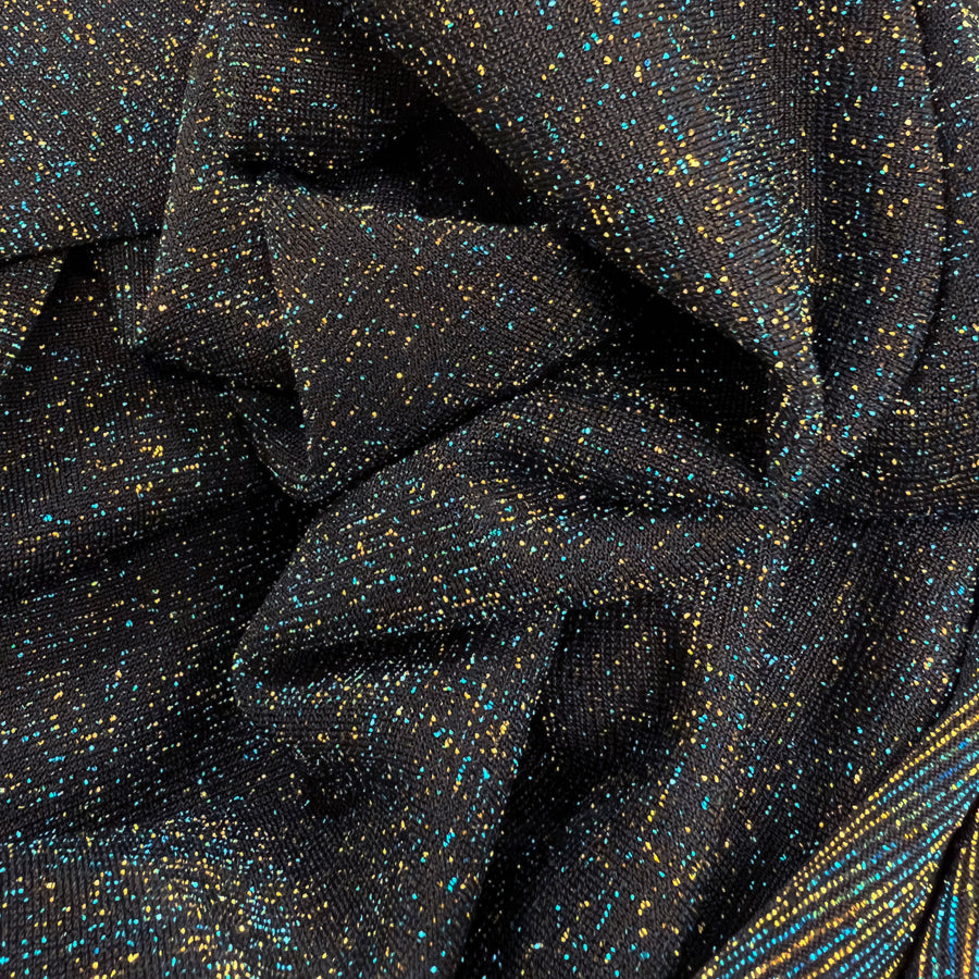 Dance The Night Away Sheer Black Blue Green Sparkly Dressmaking Fabric