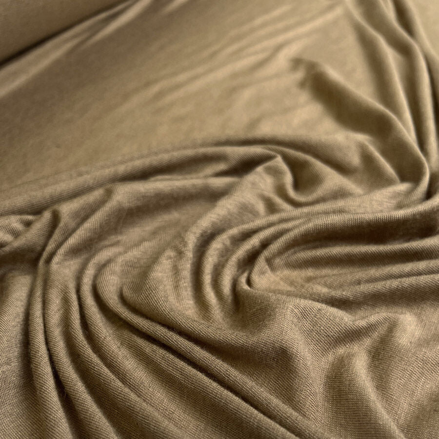 Daylight Robbery Tan Camel Knitted Nylon Cashmere Fine Jersey Fabric