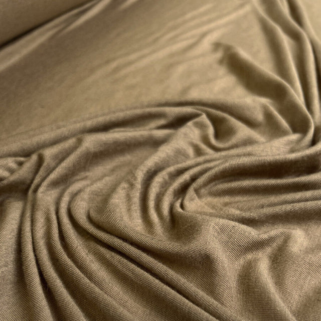 Daylight Robbery Tan Camel Knitted Nylon Cashmere Fine Jersey Fabric