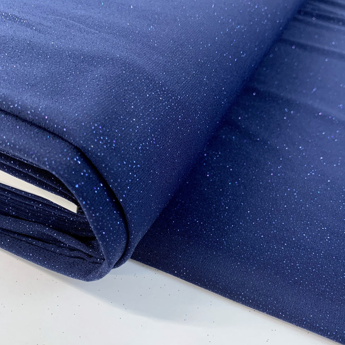 Dazzle Navy Polyester Knit Sparkle Dress Fabric B