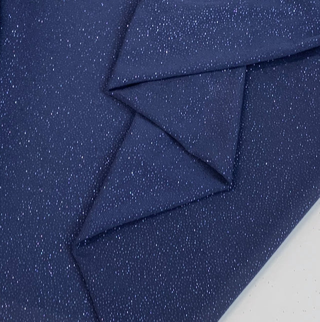 Dazzle Navy Polyester Knit Sparkle Dress Fabric Cu