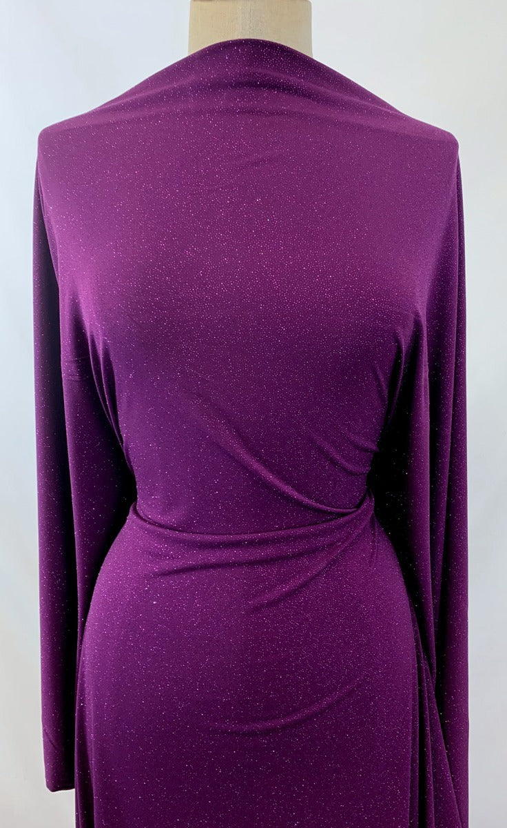Dazzle Plum Polyester Knit Sparkle Dress Fabric M