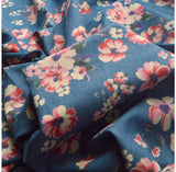 Denim Heavenly Lady Pink Cream Floral Cotton Denim Shirting Fabric Cu