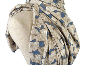 Denim Beige Floral Dress Fabric Viscose Challis  Ginkgo Side