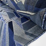 Denim Brocade Blue Cotton Polyester Viscose Abstract Geometric Jacquard Woven Dress Fabric Roll