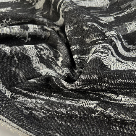 Denim Deconstruct Black Cotton Polyester Distressed 10 5oz Jacketing Fabric