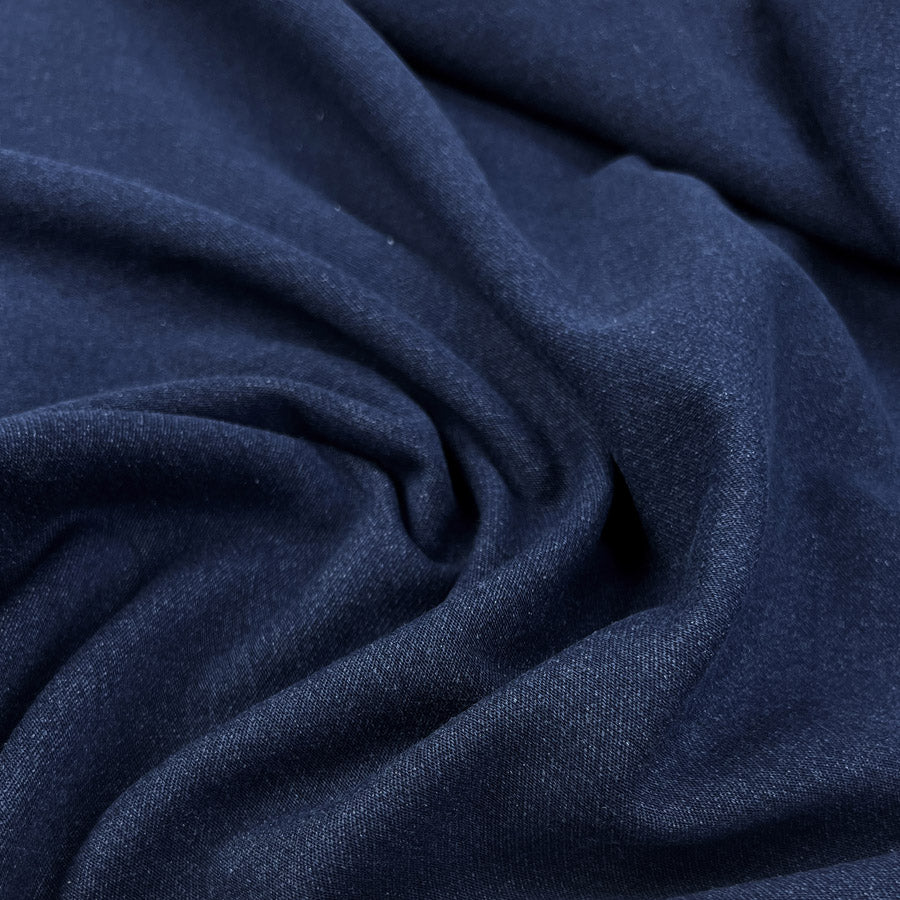 Denim Sweatshirt Dark Blue Cotton Polyester Elastane Stretch Knit Jersey Fabric