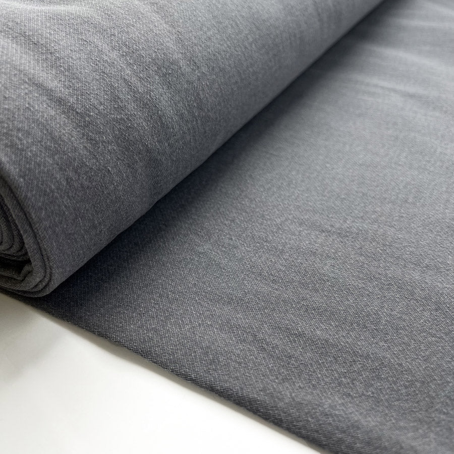 Denim Sweatshirt Grey Cotton Polyester Elastane Stretch Knit Jersey Fabric Bolt