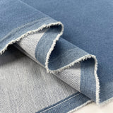 Denim Sweatshirt Mid Blue Cotton Polyester Elastane Stretch Knit Jersey Fabric Fold