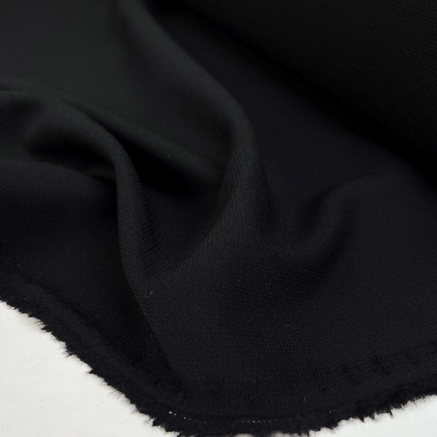 Dense But Nice Wool Stretch Black Italian Suiting Fabric