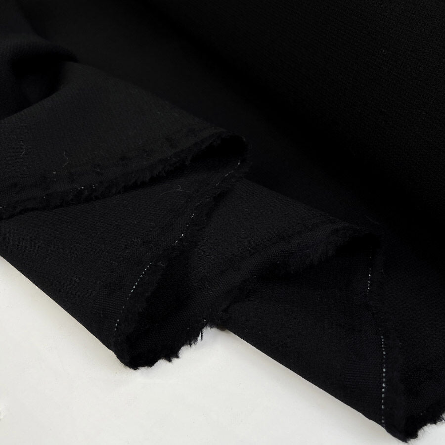 Dense But Nice Wool Stretch Black Italian Suiting Fabric Fold