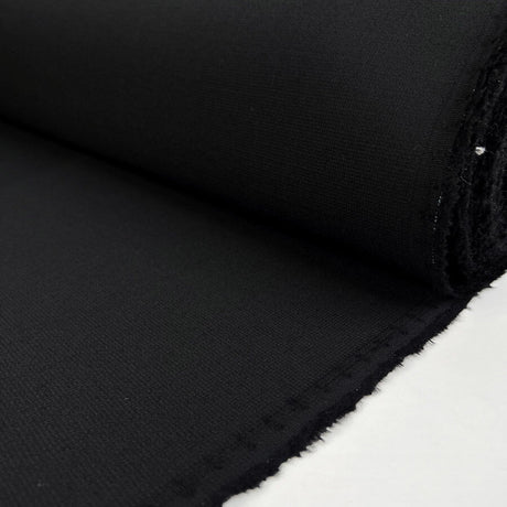 Dense But Nice Wool Stretch Black Italian Suiting Fabric Roll