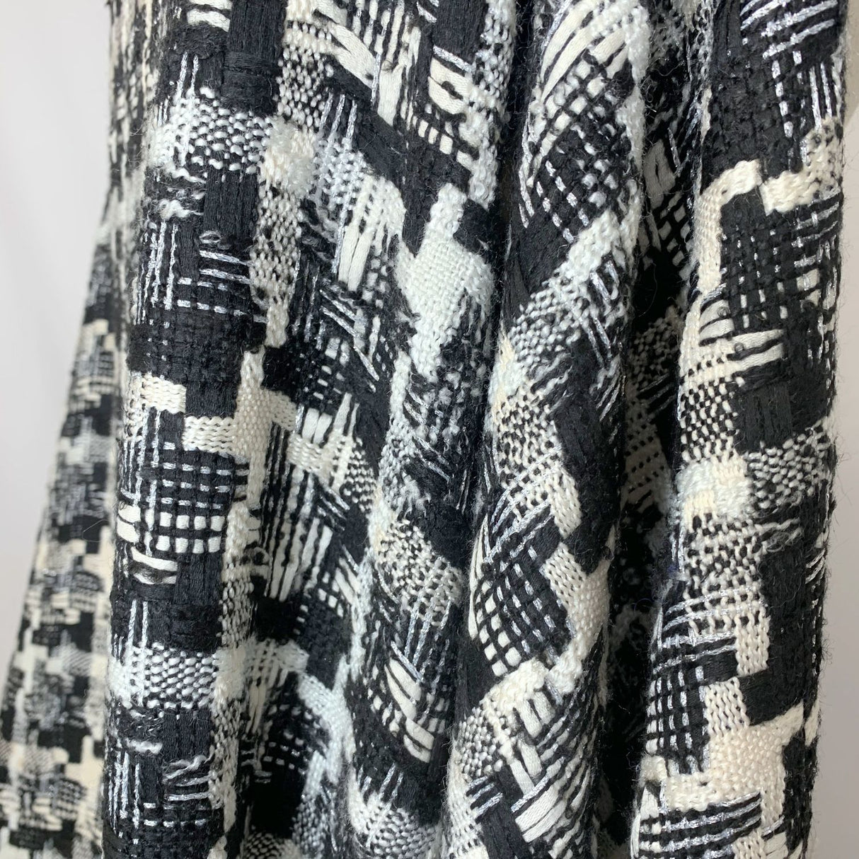 Designer Look Check Black Cream White Boucle Metalic Polly Cotton D