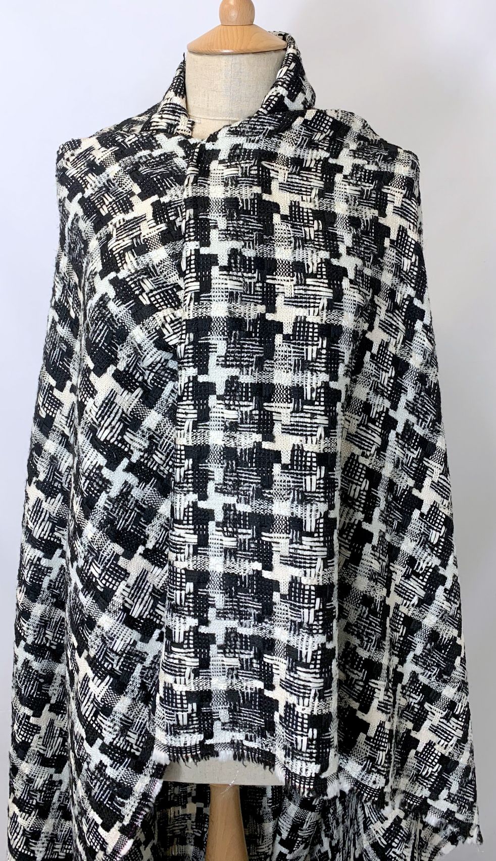 Designer Look Check Black Cream White Boucle