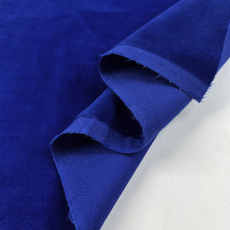 Designer Velvet Cobalt Blue Cotton Soft Dress Fabric Fold