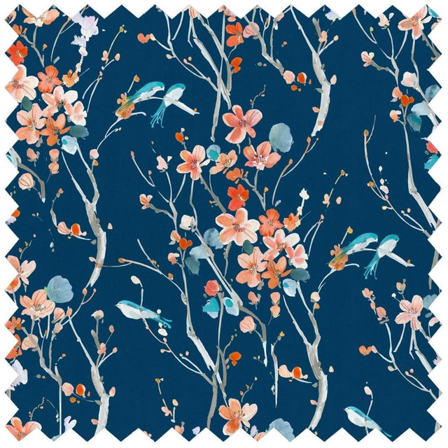 Df210157 Armathwaite Peach Navy Ness Poplin Cotton
