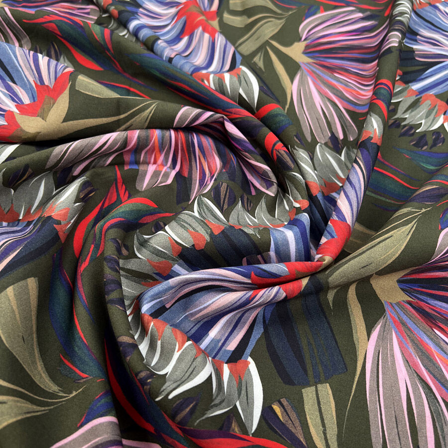 Digital Print Floral Viscose Fabric Finest Challis Jungle Reverie