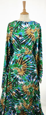 Digital Viscose Dress Fabric Tie Dye Festival Download Green Dress