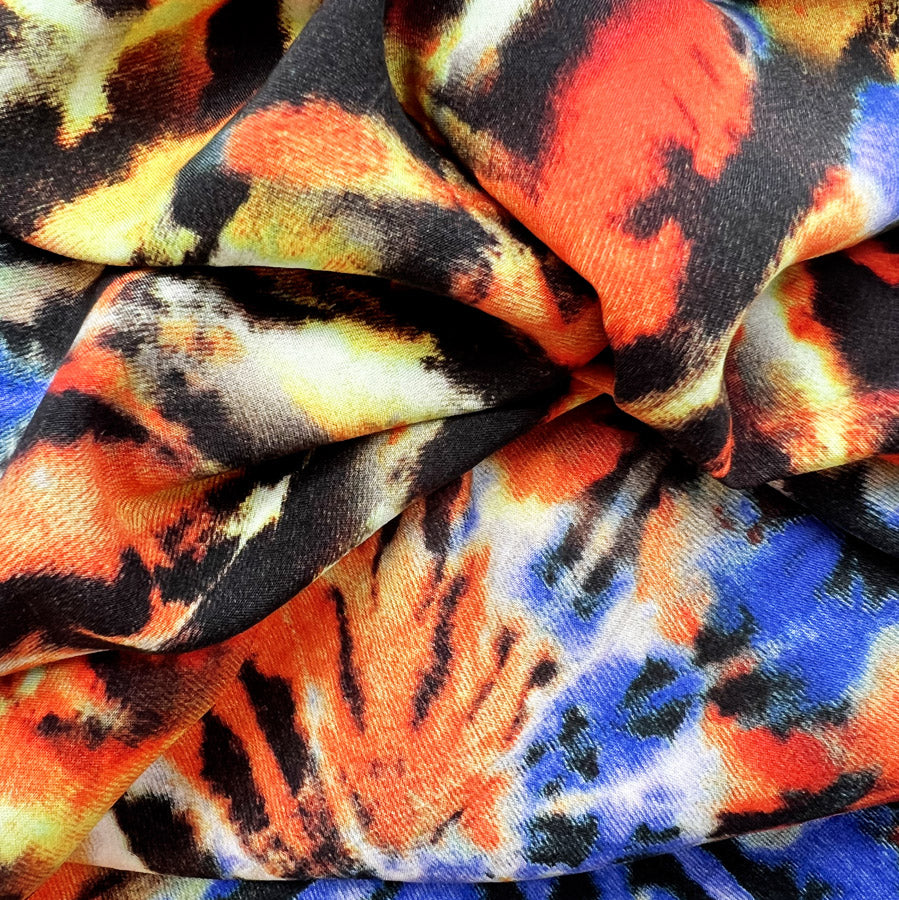 Digital Viscose Dress Fabric Tie Dye Festival Download Orange
