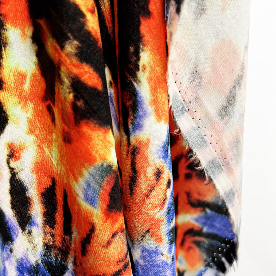 Digital Viscose Dress Fabric Tie Dye Festival Download Orange Hang