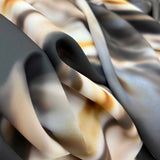 Digitally Printed Marble Satin Dress Fabric Daphne Caramel