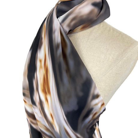 Digitally Printed Marble Satin Dress Fabric Daphne Caramel Side