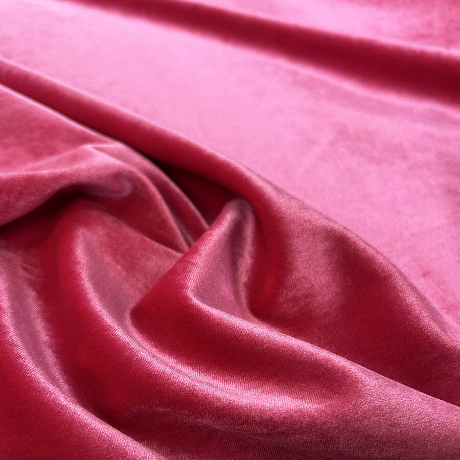 Diva polyester elastane pink black heavy velvet stretch knit jersey fabric cu